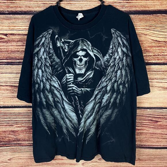 2010 Skeleton Grim Reaper Big Logo T-shirt - Picture 2 of 7